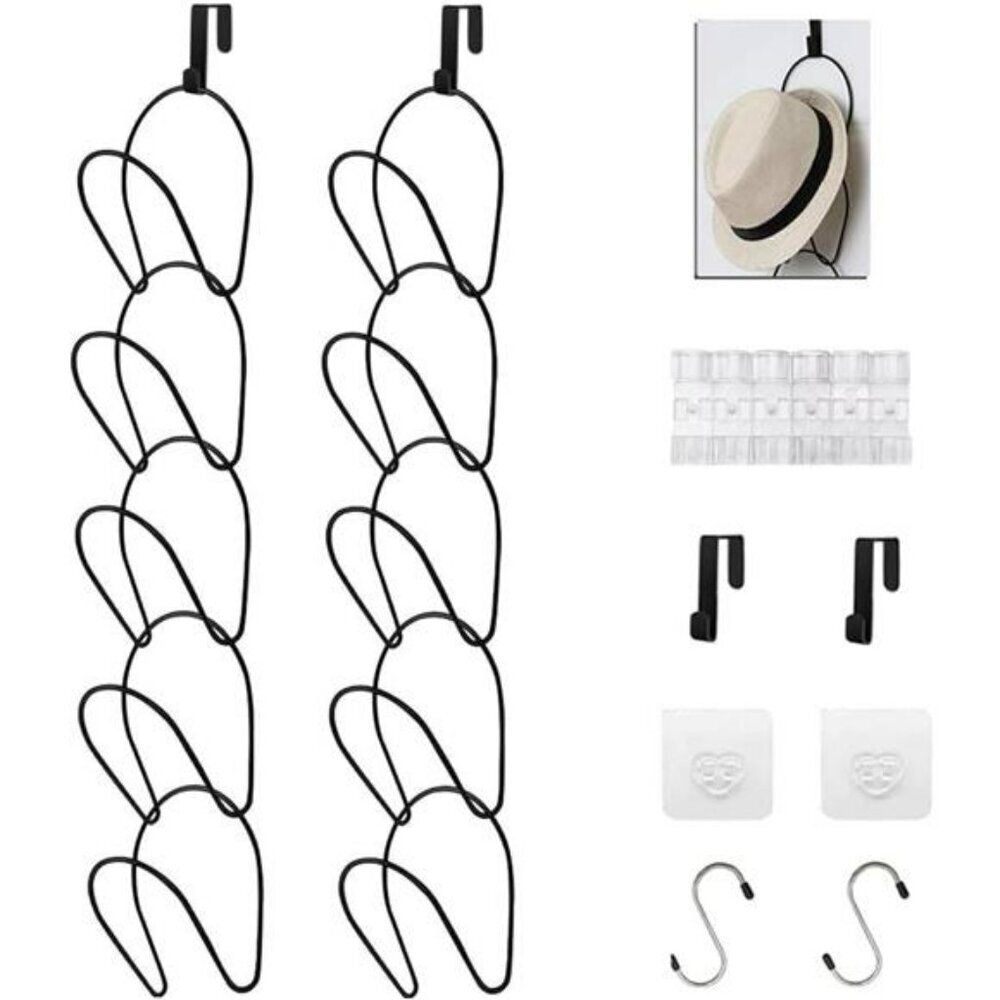 LINFIDITE 10 Pack Hat Rack Over Door Cap Organizer Wall Closet Hanger Set